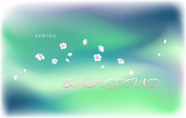 Tender spring gradient background with apple flowers and petals flying
