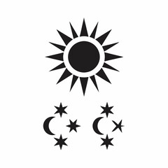 Minimalistic Sun and Moon Vector Design.