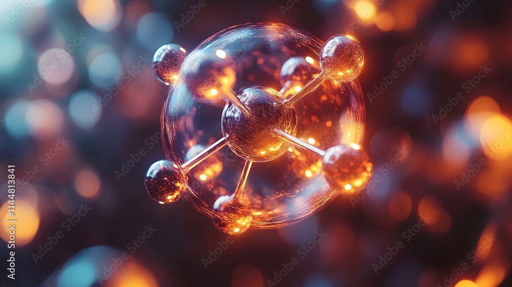 Poster detailed 3d model showcasing the intricate electron cloud and quantum mechanics of the technetium at