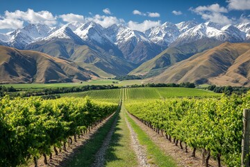 Fototapeta premium lush vineyard rows of grapevines