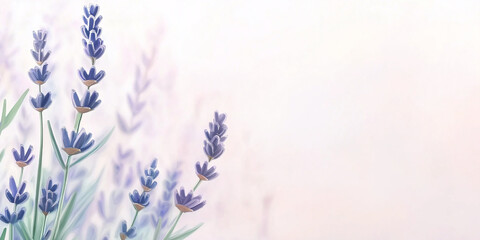 Obraz premium Lavender flowers in full bloom, softly focused to highlight their elegance and subtle beauty, creating a tranquil and soothing atmosphere with gentle hues.