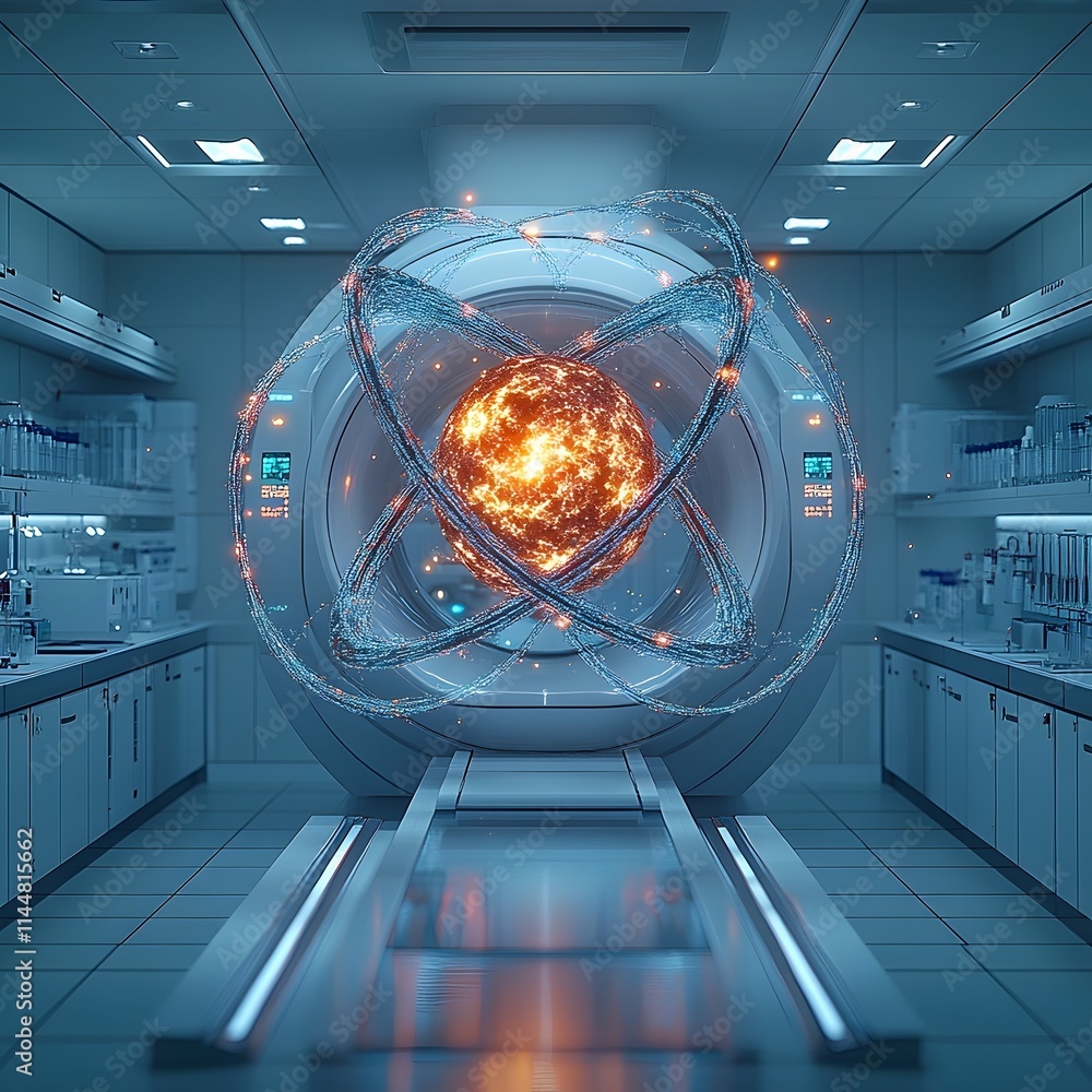 Aufkleber detailed 3d representation of a technetium atom showcasing its electron structure and potential appl