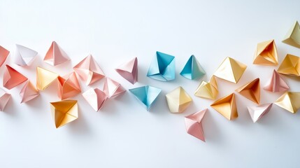 Fototapeta premium Geometric Garland. Triangular or hexagonal shapes in metallic colors