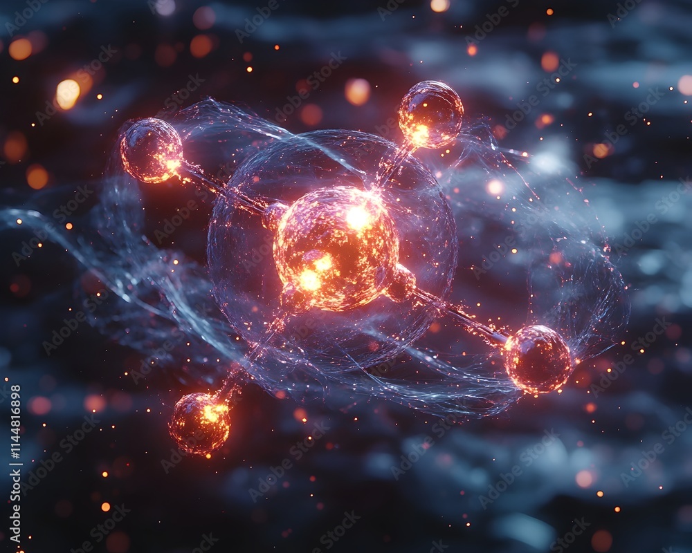 Aufkleber detailed 3d representation of a technetium atom showcasing its electron structure and applications i
