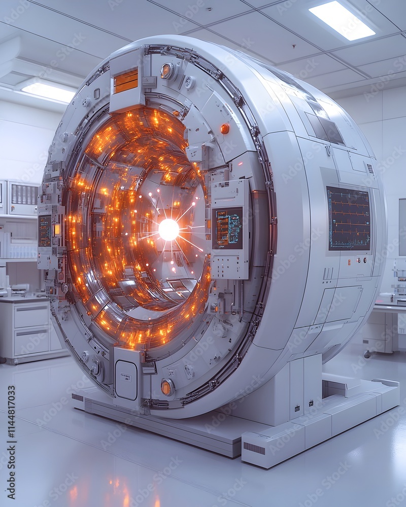 Poster detailed 3d representation of a technetium atom showcasing its electron dynamics and applications in