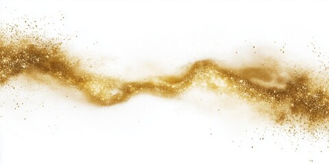 Golden shiny dust wave isolated on white background