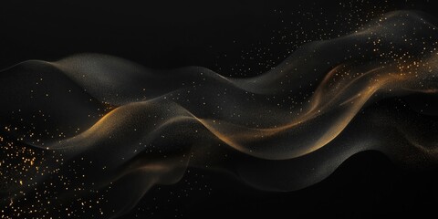 Golden dust luxury waved design element isolated on black background