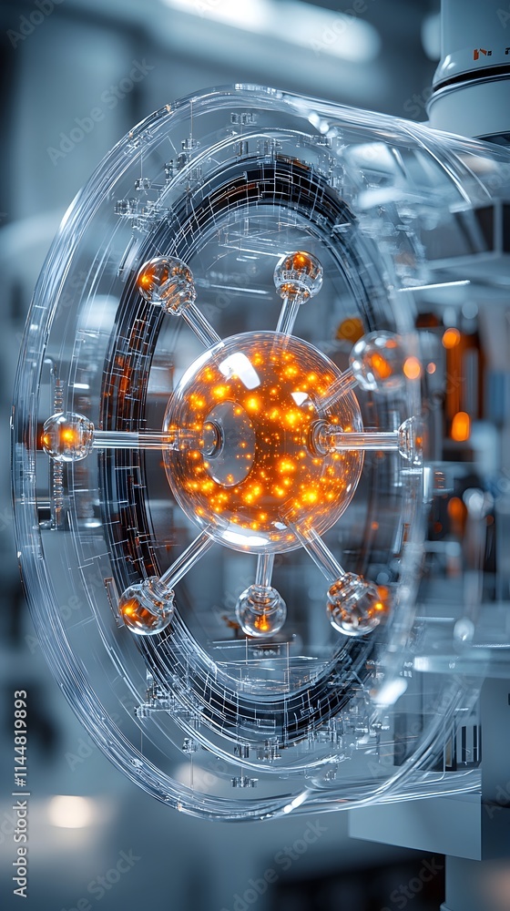 Aufkleber detailed 3d representation of a technetium atom showcasing its electron structure and applications i