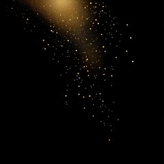 Abstract background of golden ray of light with dust and sparkles, luxury minimalist design banner