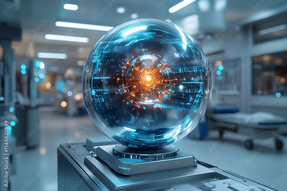 Poster technetium atom showcases electron spin and medical imaging applications in detailed 3d rendering of