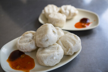 Freshly steamed bun Taiwanese street food