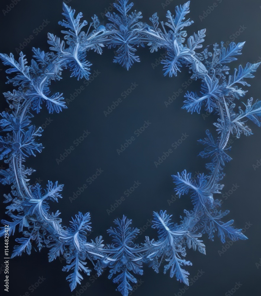 Poster Intricate blue snowflake border, elegant design , background, royalty free, frozen