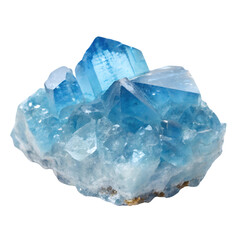 Fototapeta premium Blue Crystal Cluster with Clear Quartz isolated on transparent background cutout, Png, Cutout