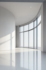 Fototapeta premium Modern architectural space with curved windows minimalist design bright atmosphere