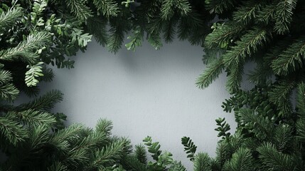 Obraz premium Christmas border design featuring lush fir branches