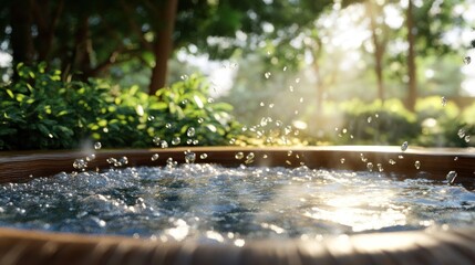 Fototapeta premium Tranquil water splashes in a serene outdoor setting.