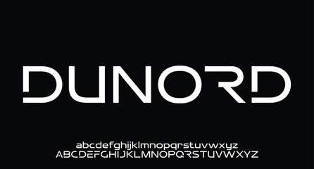 Abstract technology science fiction alphabet sans serif font. digital space typography vector illustration design