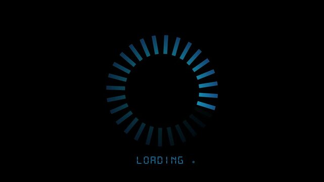 Minimalist loading icon on a black background. digital patience, anticipation, software Lording Process bar buffering waiting and technological processes, commonly. upload download round process.