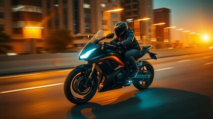 Fototapeta premium Night Rider: Urban Speed and Thrills 