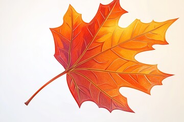 Obraz premium detailed autumn maple leaf in bright orange and red tones cut out on transparent background