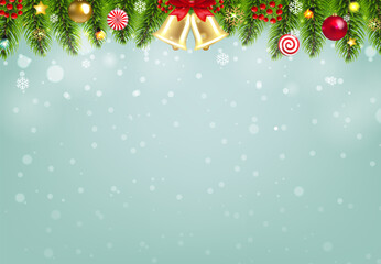 Winter Christmas Card With Christmas Fir Tree Branches