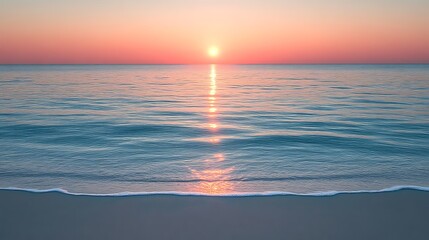Obraz premium Serene Sunset Over Calm Ocean Waves