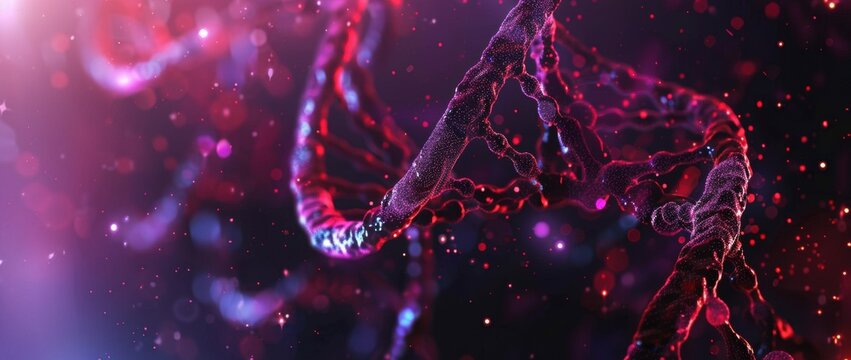 Support Personalized Medicine Research. In black, red and purple tones