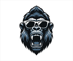 King Kong face logo icon illustration in vector design. Bold and striking graphic