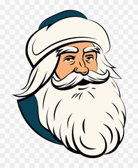 Santa Claus. Saint Nicolas. Father Christmas. Vintage Santa Claus head. Symbol of New Year and Christmas. Vector flat illustration on transparent background