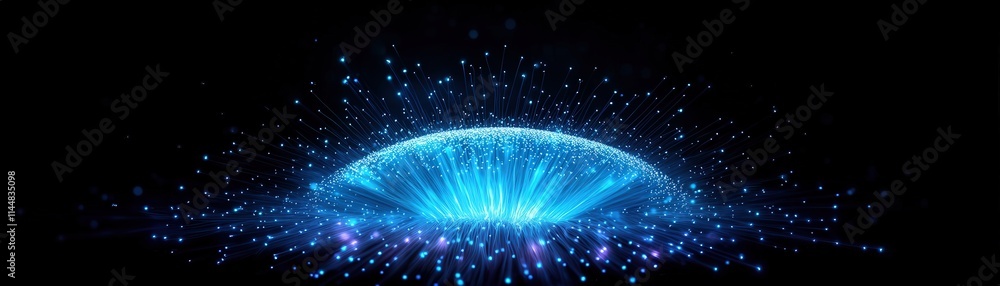 Aufkleber dynamic fiber optics displaying holographic data in a dark environment abstract art technology conce