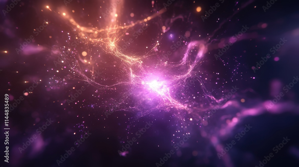 Aufkleber illuminating action of glowing fiber optic network digital realm abstract animation sci-fi environme