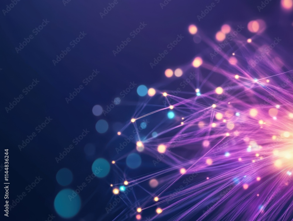 Poster dynamic fiber optic network visualization digital realm abstract art colorful environment close-up v