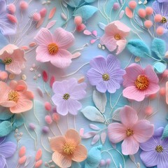 Seamless felted floral pattern