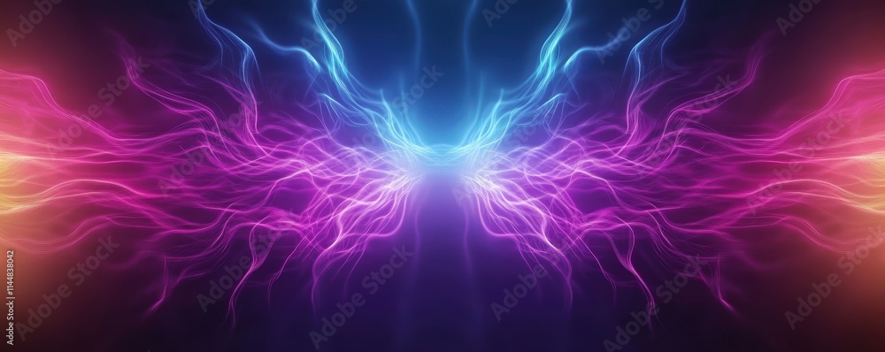 Poster dynamic light beams interplay abstract art digital creation colorful environment artistic perspectiv