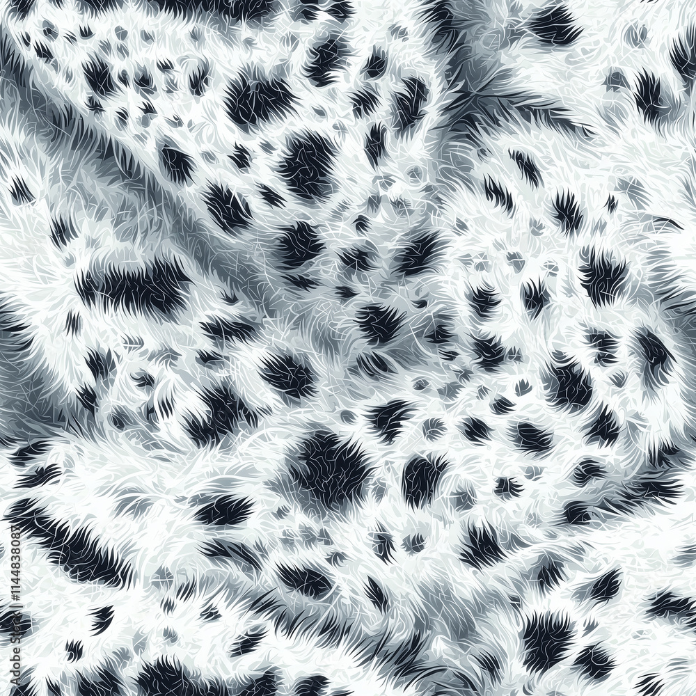 Poster a seamless pattern of close-up view of a plush fabric featuring a black and white spotted pattern re