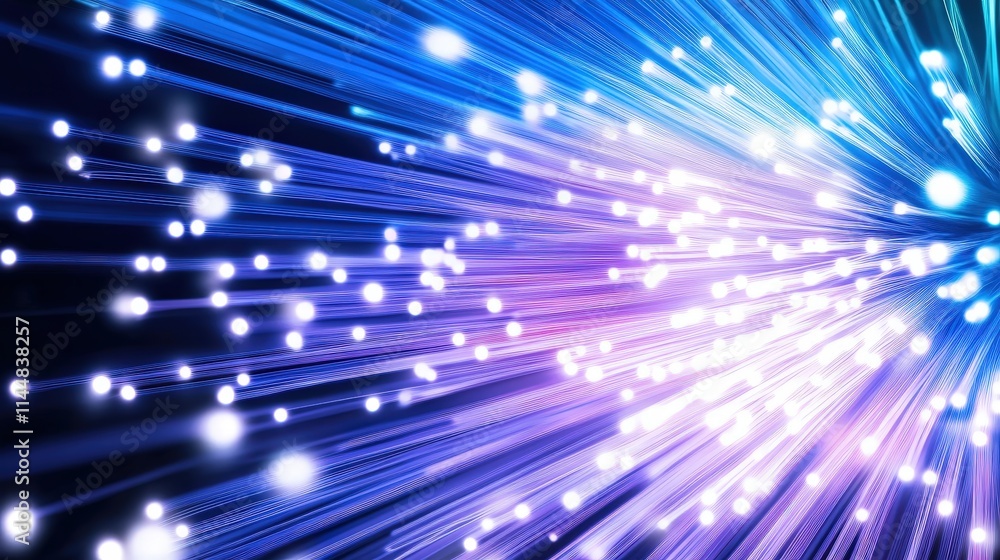 Poster dynamic flow of light data through fiber optics digital realm graphic visualization abstract environ