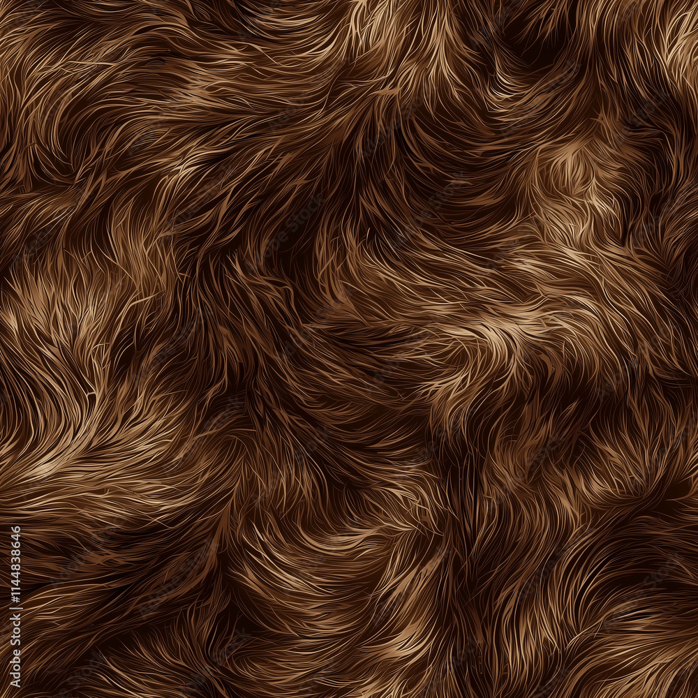 Poster a close-up of textured brown fur, featuring wavy patterns and varying shades, creating a warm and ri