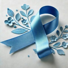 Blue ribbon with decorations. 