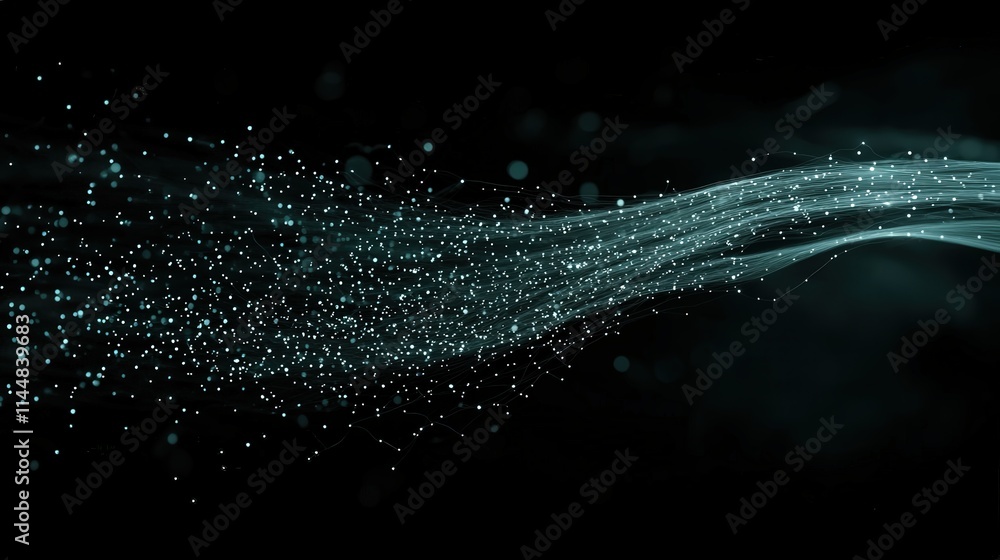 Poster data flow dynamics in fiber optics digital realm visual art abstract aesthetic representation