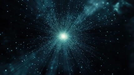 Data flow visualization through fiber optics digital realm abstract art cosmic space wide angle technology concept