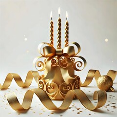 Golden christmas decorations and candles.