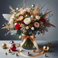 Bouquet and christmas decoration.