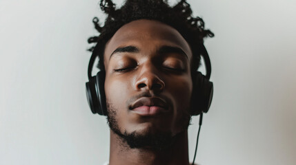 A Black man listening to music