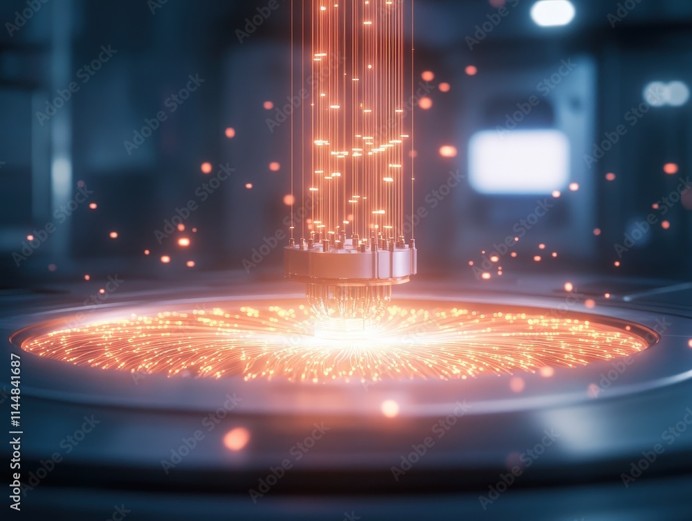 Aufkleber advanced fiber optic technology showcase laboratory close-up image high-tech environment dynamic vie