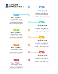 8 Steps Infographic Timeline with Editable Text for Business Presentation, Poster, Banner and Booklet.	