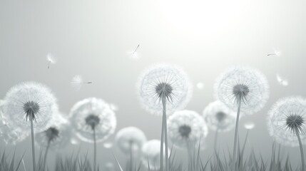 PNG A wind blowing dandelion flower plant white.