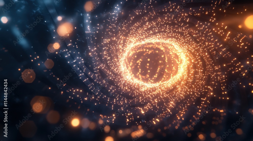 Poster dynamic fiber optic cables creating a centralized network digital space technology visualization abs