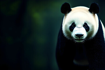 Obraz premium Enchanting Portrait of a Giant Panda with Unique Facial Features and Fur Patterns in a Natural Setting