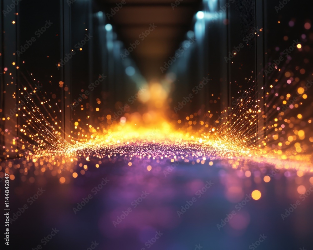 Poster advanced fiber optic network installation data center technology infrastructure high-tech environmen