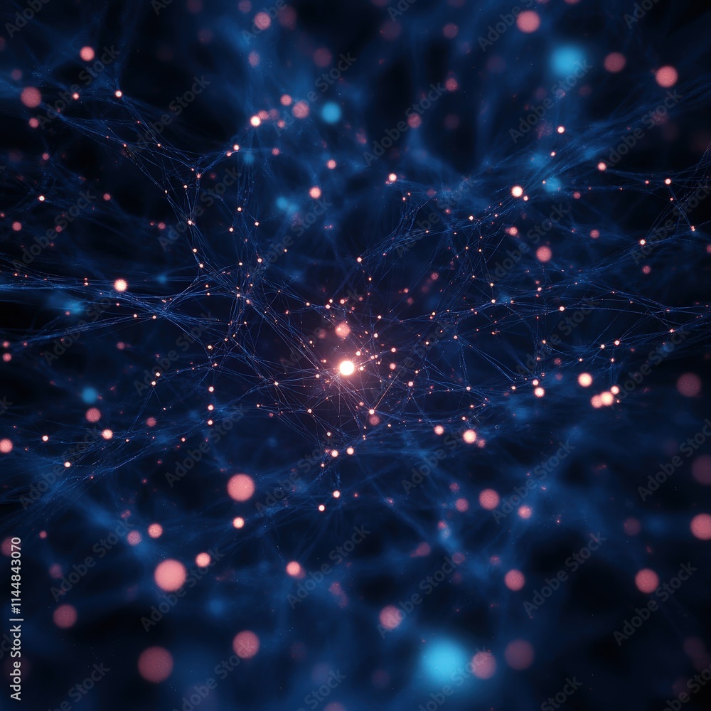 Aufkleber digital network concept art abstract representation virtual environment glowing nodes technology mod